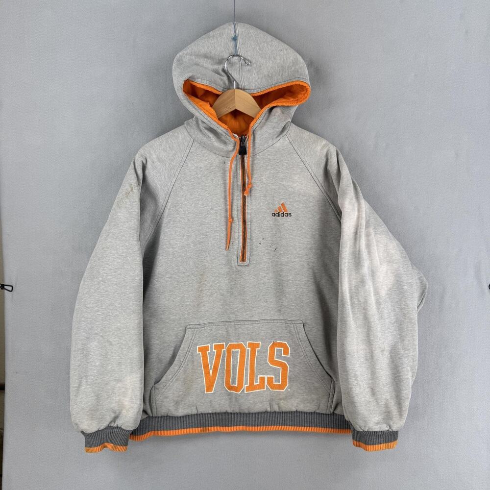 Vintage Adidas Tennessee Volunteers Jacket Mens XL Gray Orange Reversible NCAA